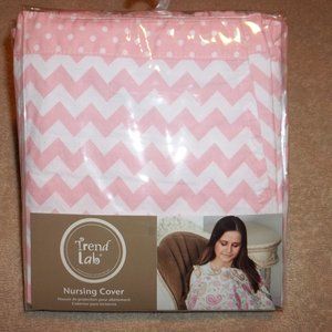 Trend Lab Nursing Cover Cotton Pink White Chevron Print Baby Discreet Comfort T3